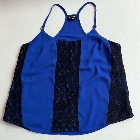 Bebe Mixed Fabric racer back top lace trim​​​​​​​​​ festive party vintage y2k - Picture 1 of 9